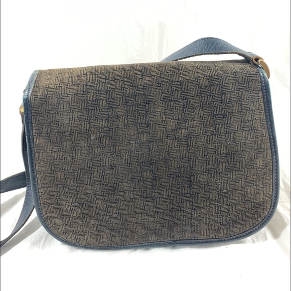 Genuine vintage LANVIN suede and leather  blue grey flap shoulder bag purse - Picture 4 of 15